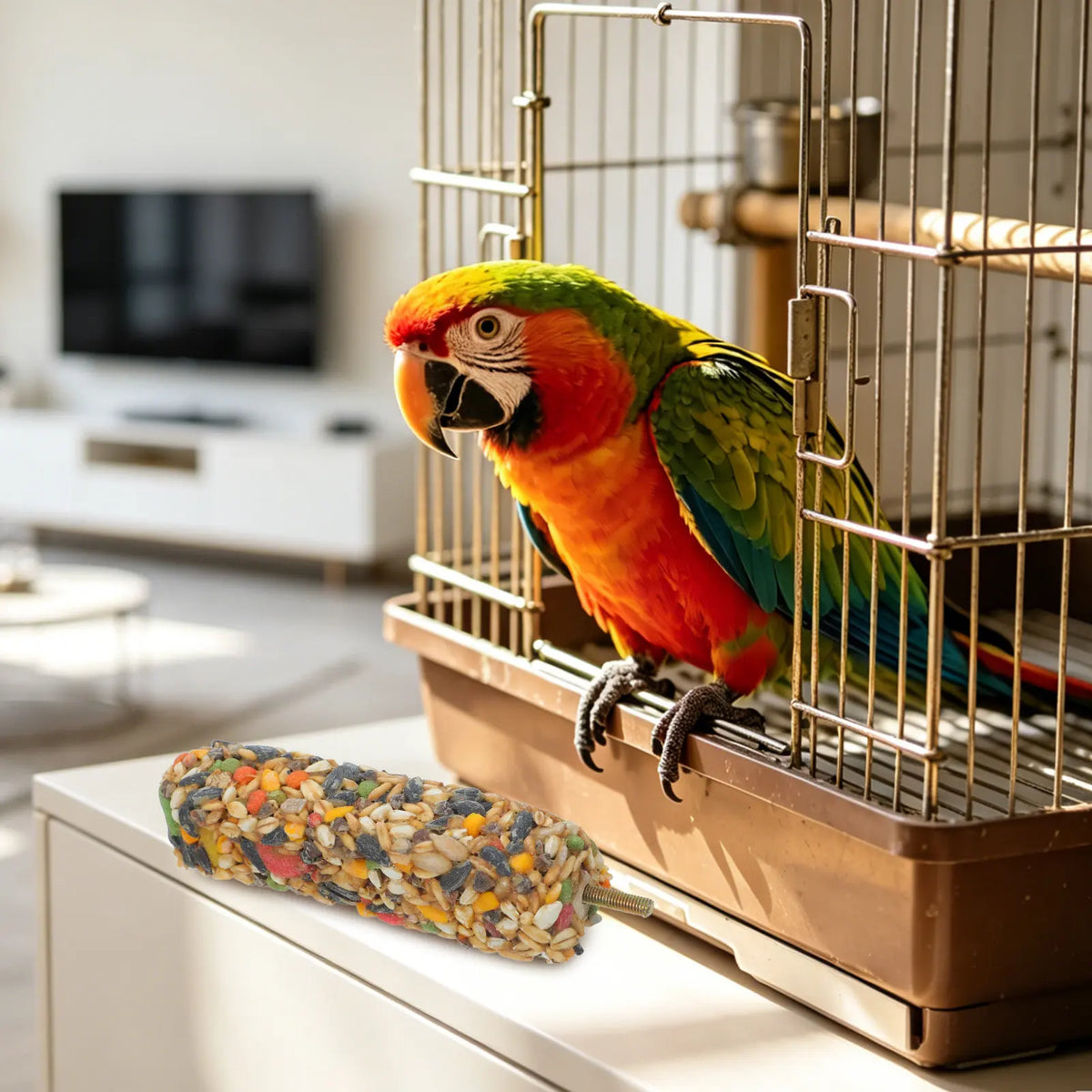 Natural Nut Coated Bird Perch