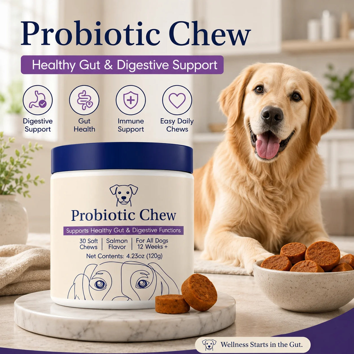 Probiotic Salmon Dog Chews