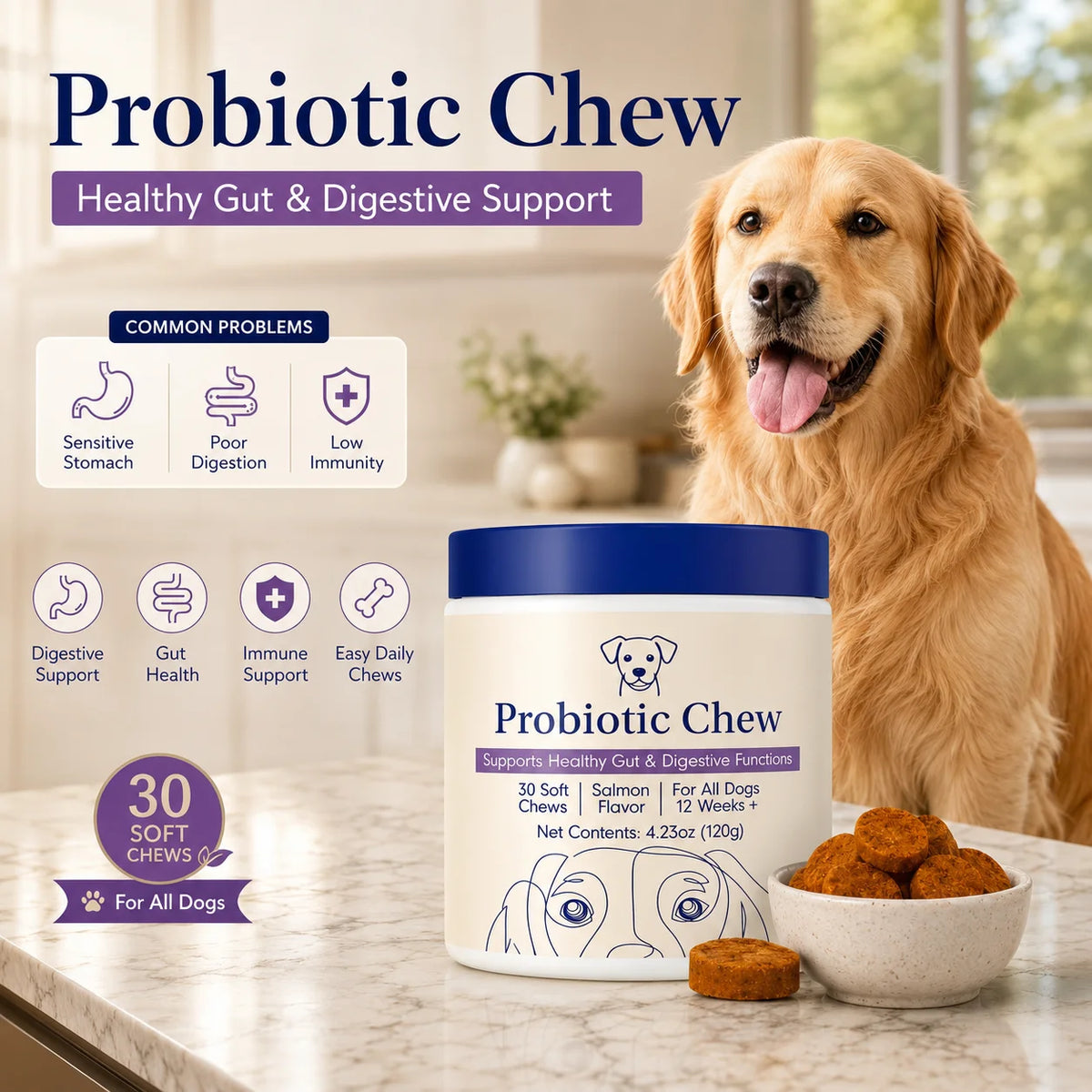 Probiotic Salmon Dog Chews