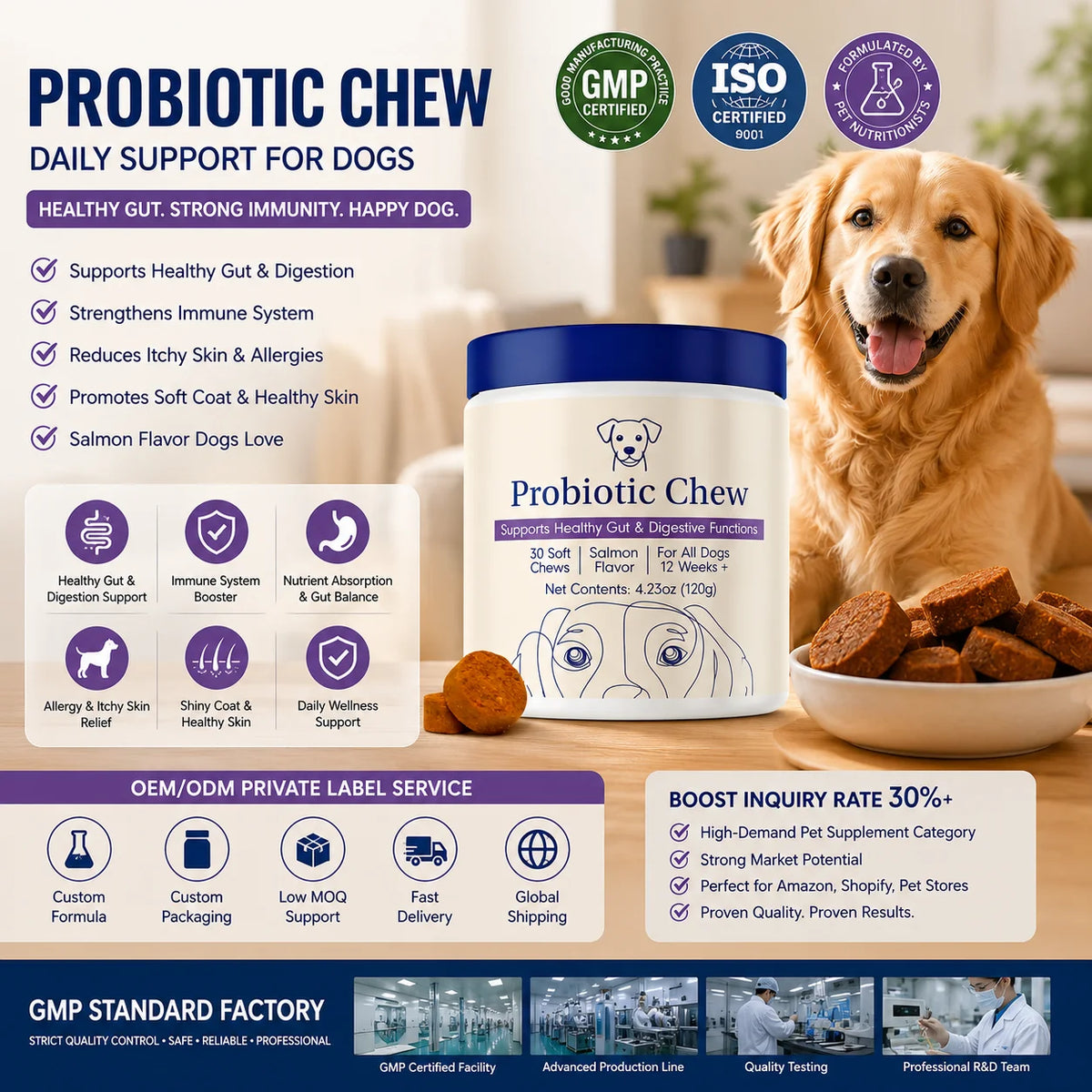 Probiotic Salmon Dog Chews